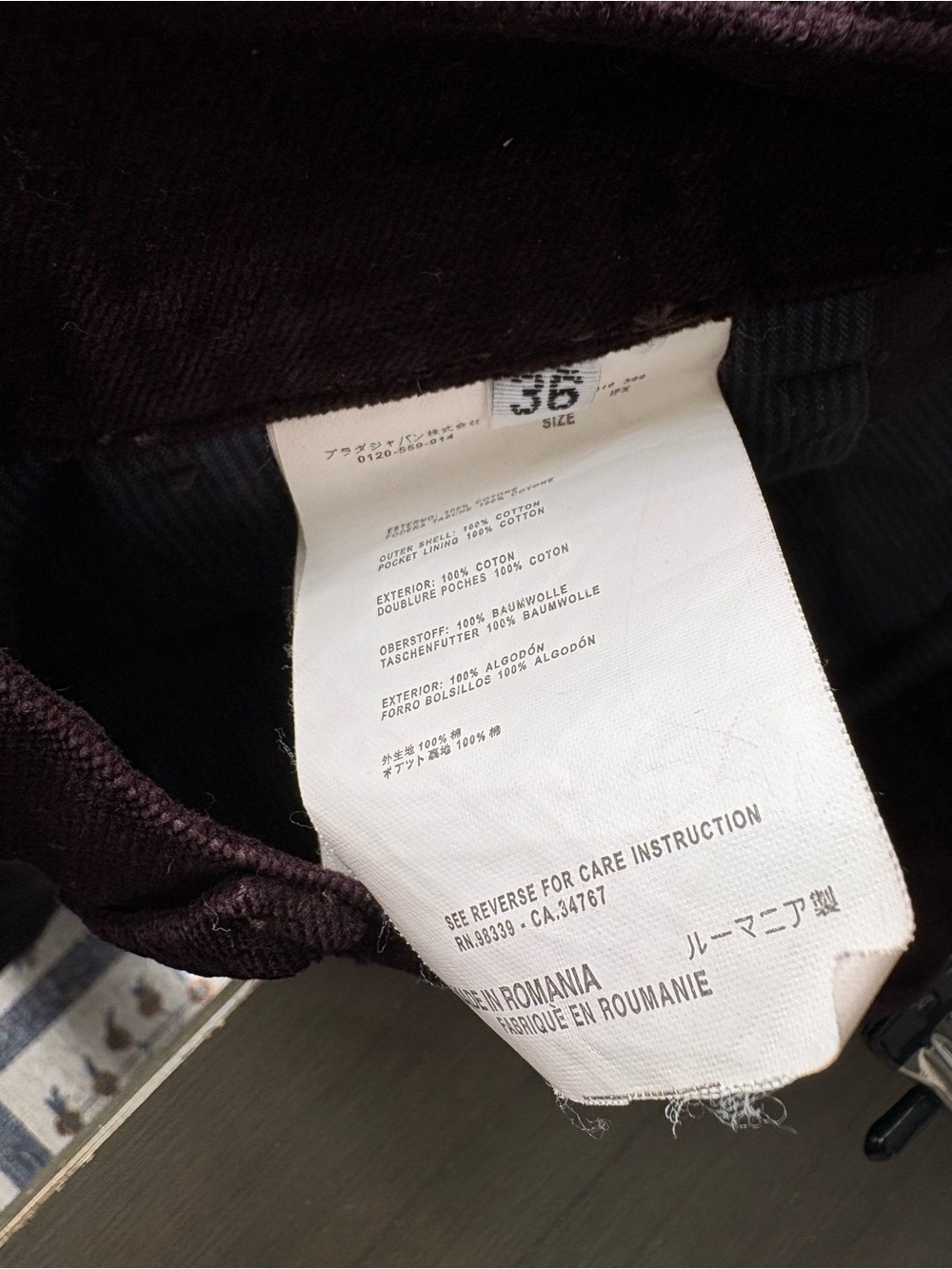 Prada Milano Vintage Archive Ultra Rare Indigo-Dyed Pinwale Corduroy Trousers - Picture 6 of 7